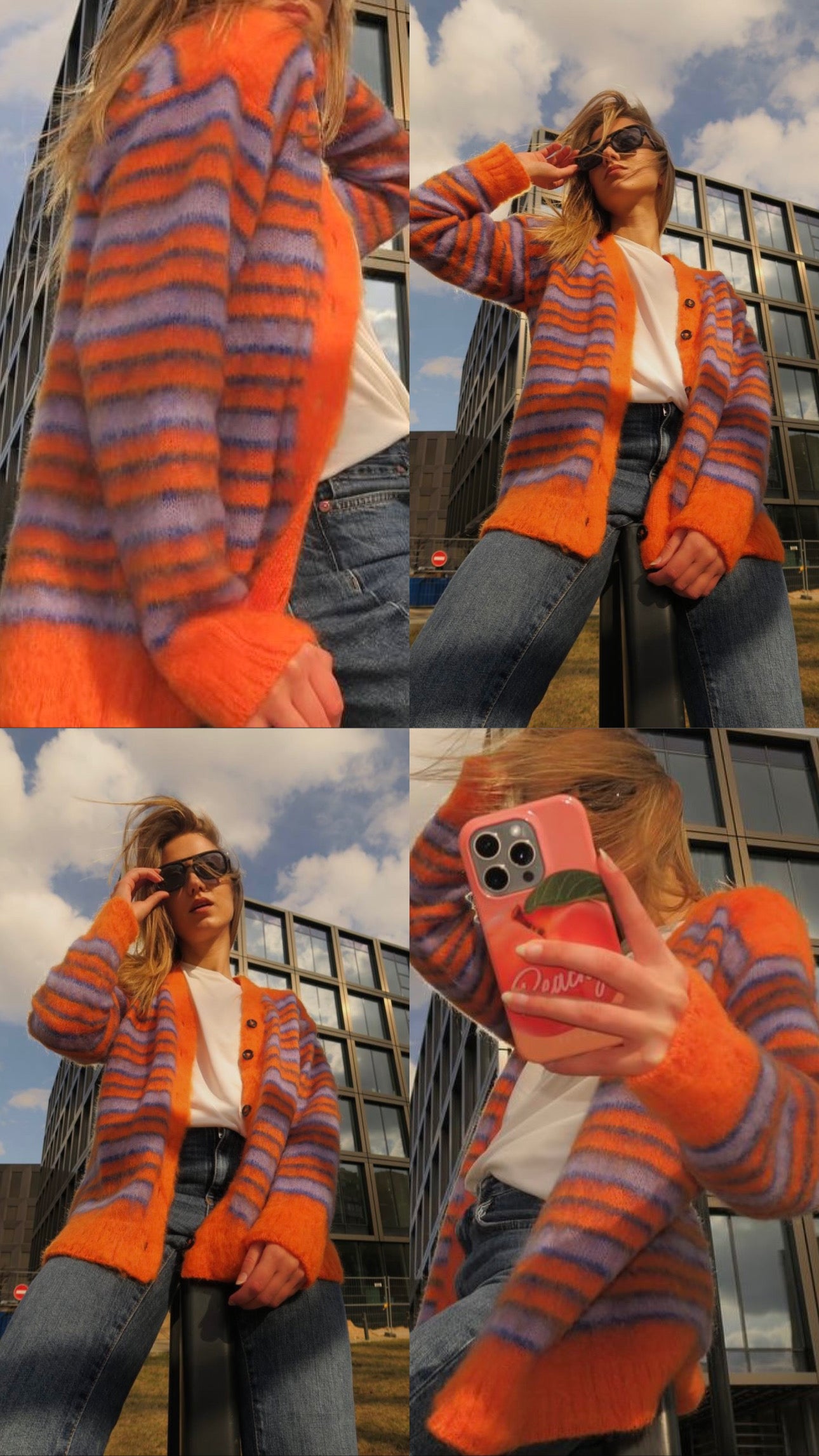 Striped Brushed Mohair Cardigan