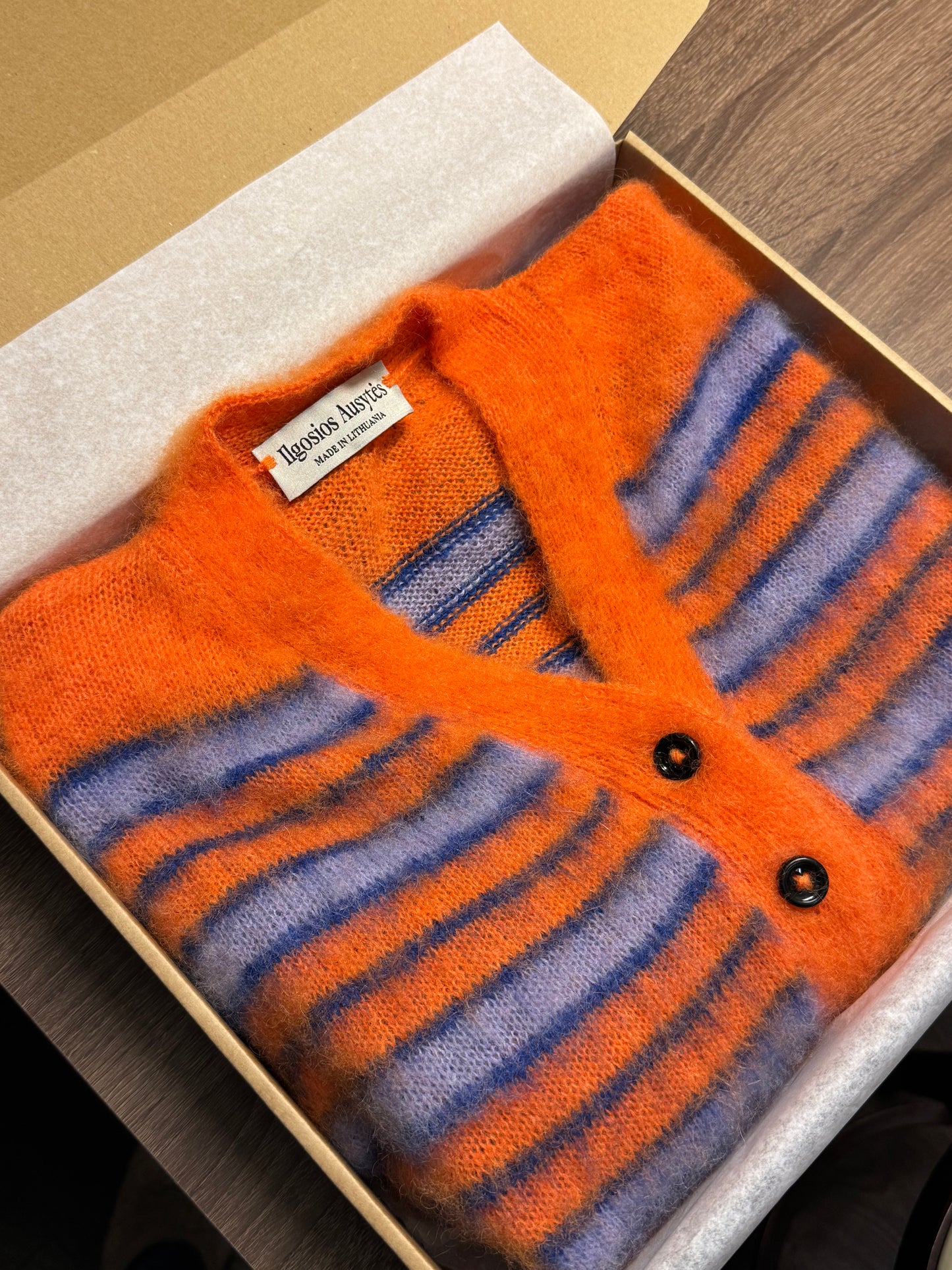 Striped Brushed Mohair Cardigan