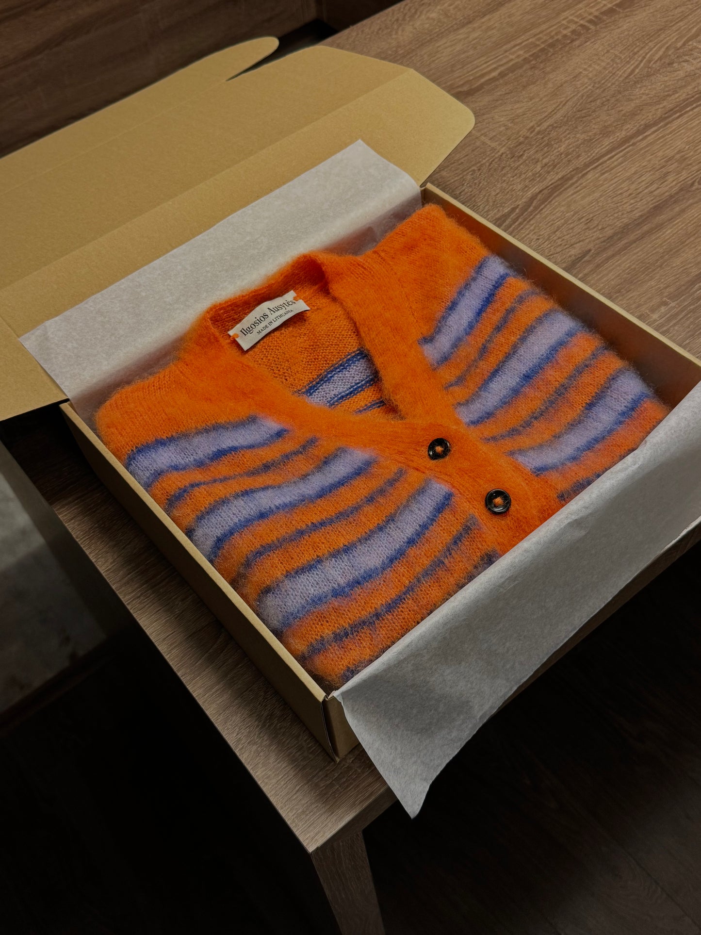 Striped Brushed Mohair Cardigan